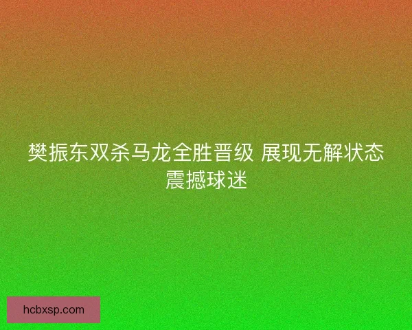 樊振东双杀马龙全胜晋级 展现无解状态震撼球迷